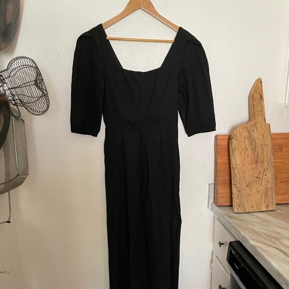 a new day Dresses & Skirts - NWOT Black Seersucker 3/4 Sleeve Maxi Dress Pockets